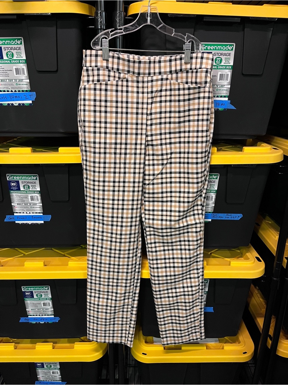 LOFT Women’s Plaid Chinos in Beige Black Check